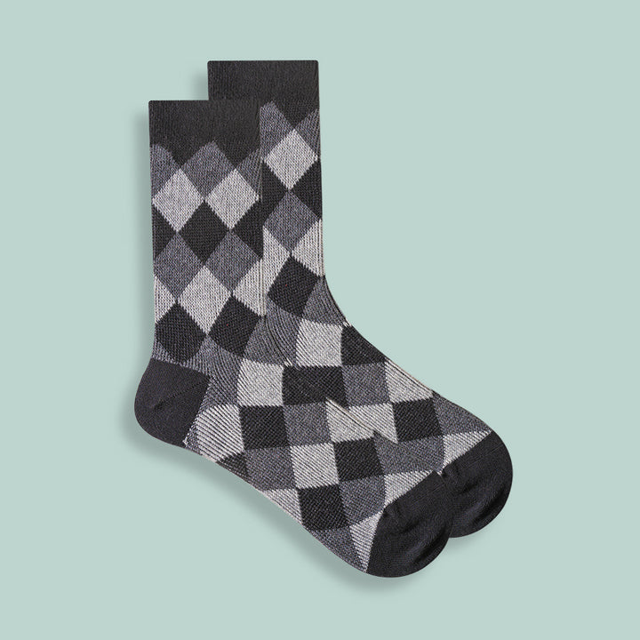 Combed Cotton Tube Socks Retro Diamond Lattice Trendy Stockings