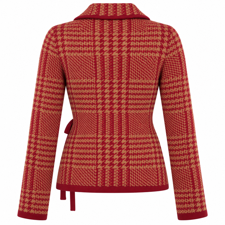Tricot brodé d'éclairs classiques rétro roses pour femmes