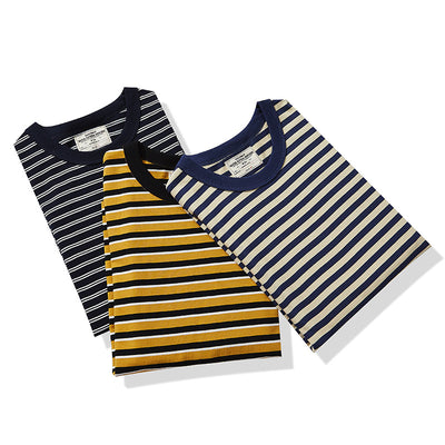 Men's Casual Vintage Pinstripe Breton Top Short Sleeve T-Shirt