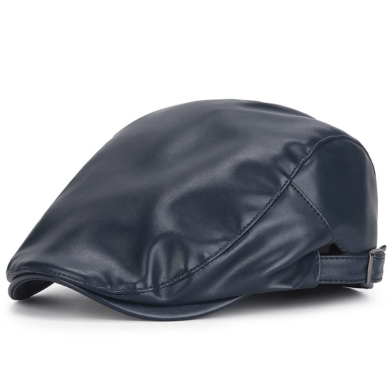 Pu spring, autumn and winter leather beret men's and women's