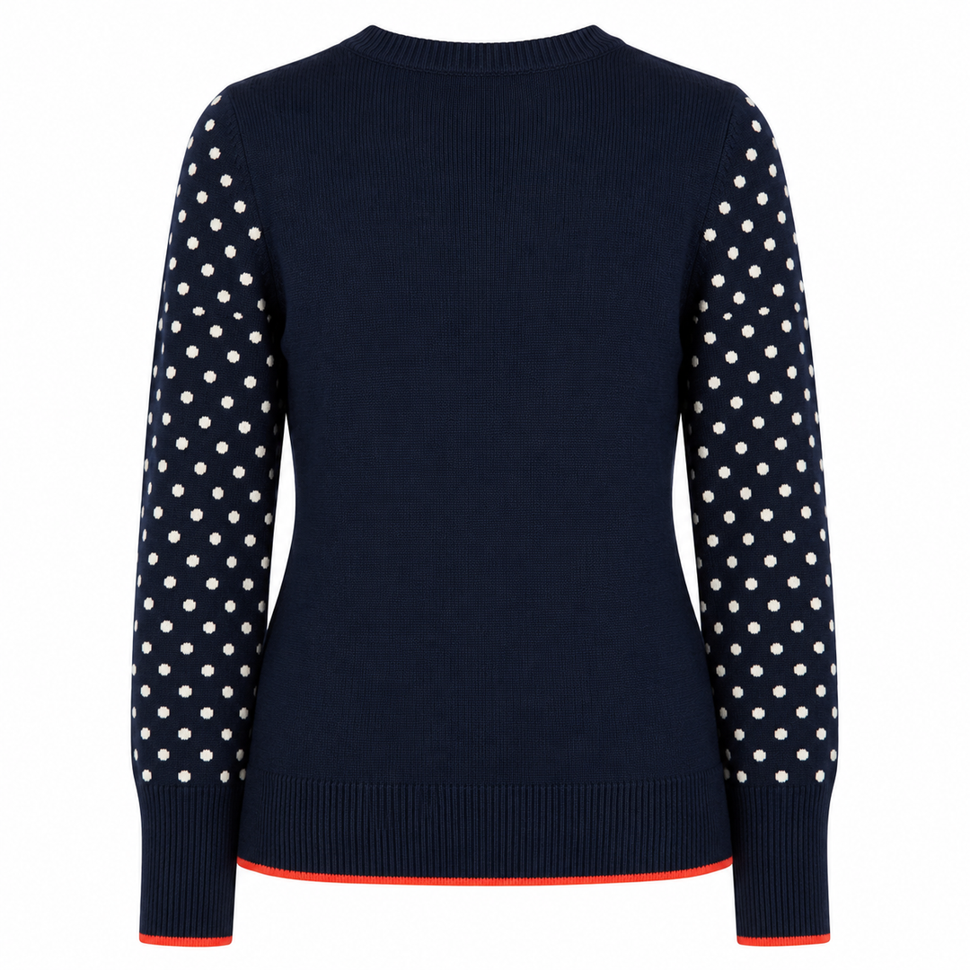 Malha Retro Feminina com Tema de Gato em Jacquard Estilo Preppy