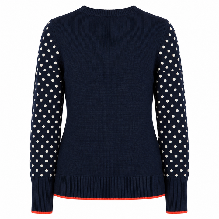 Malha Retro Feminina com Tema de Gato em Jacquard Estilo Preppy