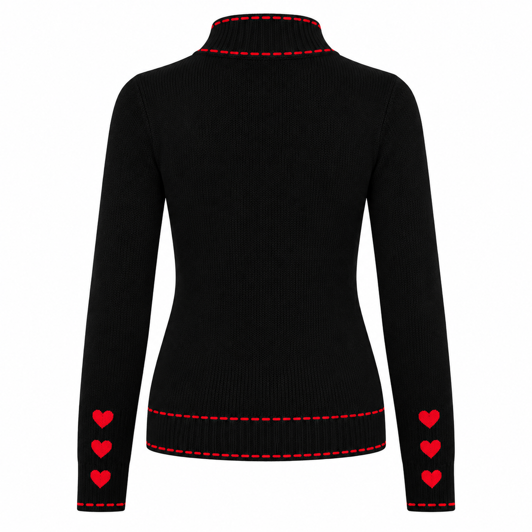 Malha Jacquard Vintage de Mulher com Arte de Caniche
