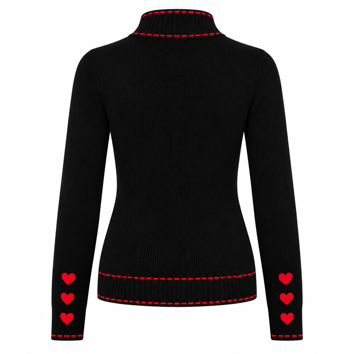 Malha Jacquard Vintage de Mulher com Arte de Caniche