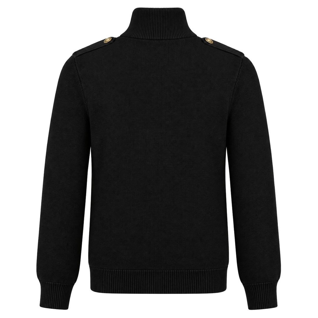Cardigan da uomo nero con teschio punk, tasche, collo alto e zip
