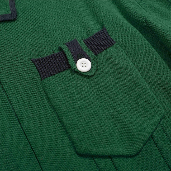 Suéter de cárdigan de punto verde vintage para hombres