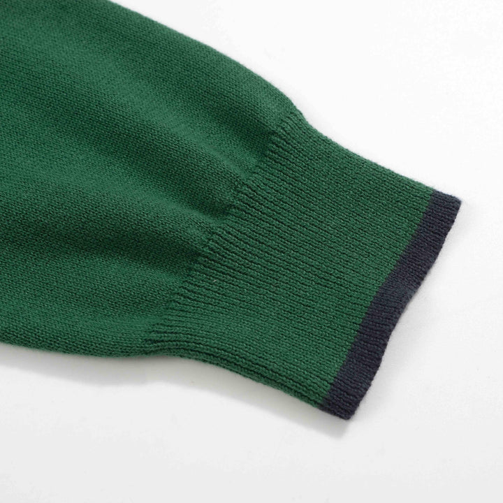 Suéter de cárdigan de punto verde vintage para hombres