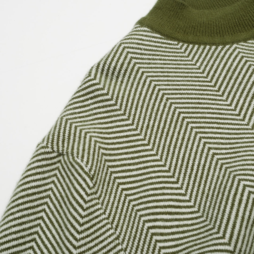 Men's Retro Herringbone Knit Sweater – Olive Green Vintage Pullover