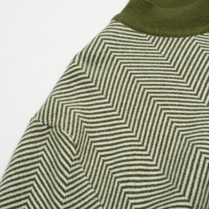 Men's Retro Herringbone Knit Sweater – Olive Green Vintage Pullover