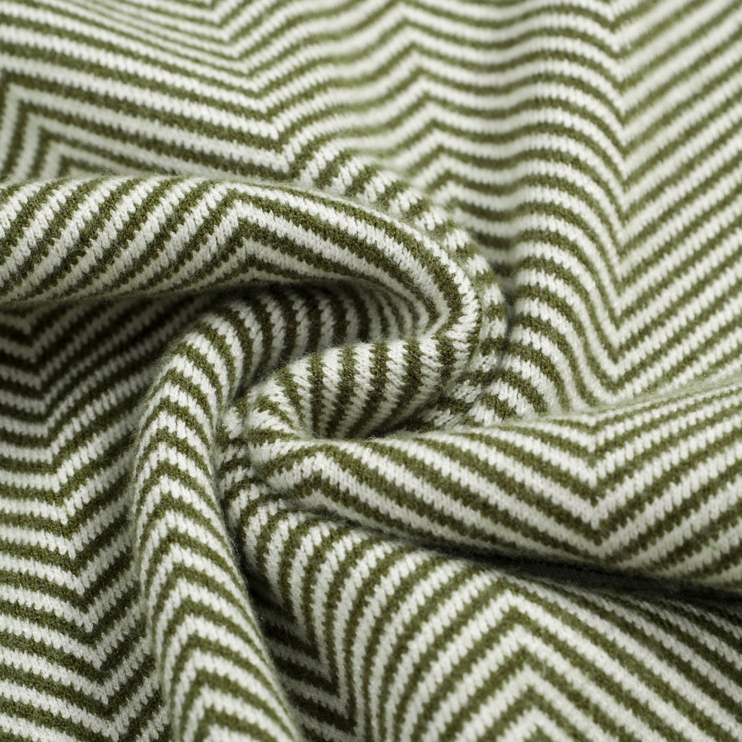 Men's Retro Herringbone Knit Sweater – Olive Green Vintage Pullover