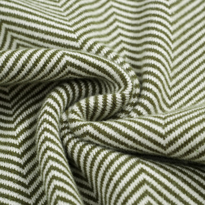 Men's Retro Herringbone Knit Sweater – Olive Green Vintage Pullover