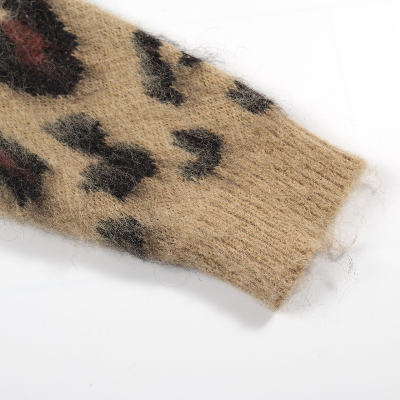 Men's Fuzzy Leopard Print Sweater | Retro 70s Animal Pattern