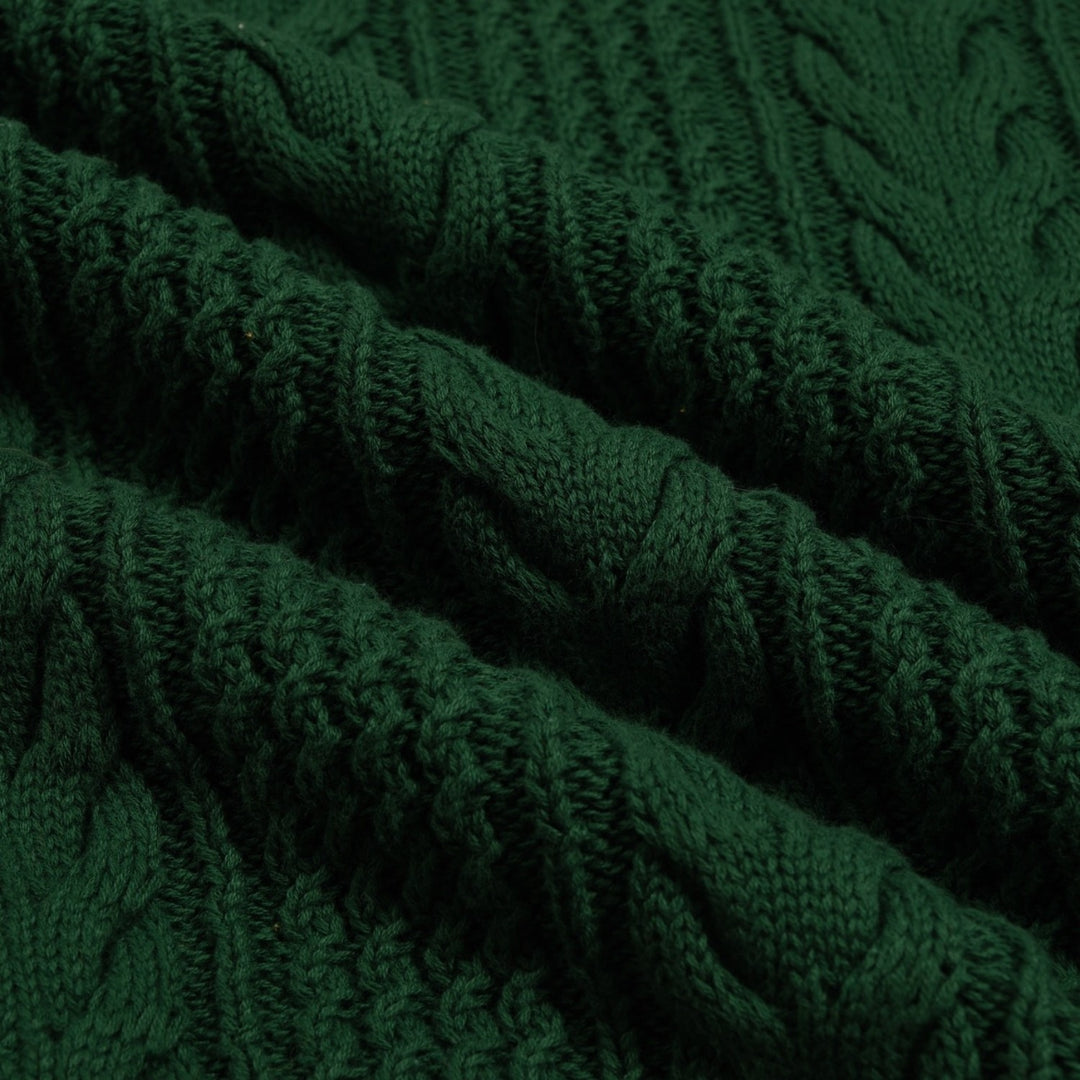 Men's Green Vintage Gentleman Faux Leather Elbow Patch Knit Polo Shirt