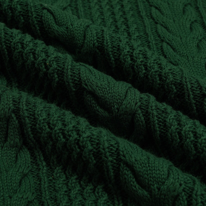 Men's Green Vintage Gentleman Faux Leather Elbow Patch Knit Polo Shirt