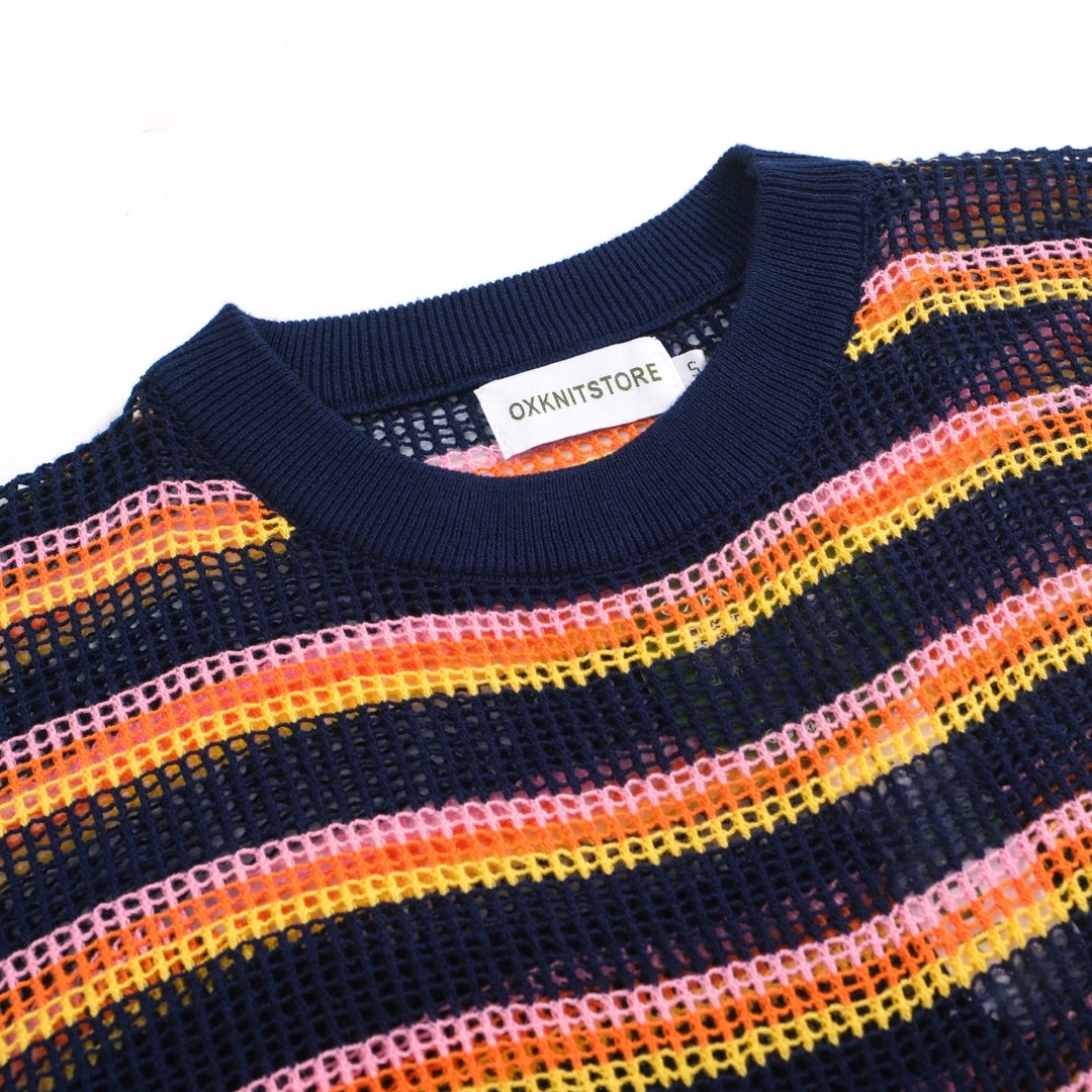 Men's black retro summer knitted T-shirt