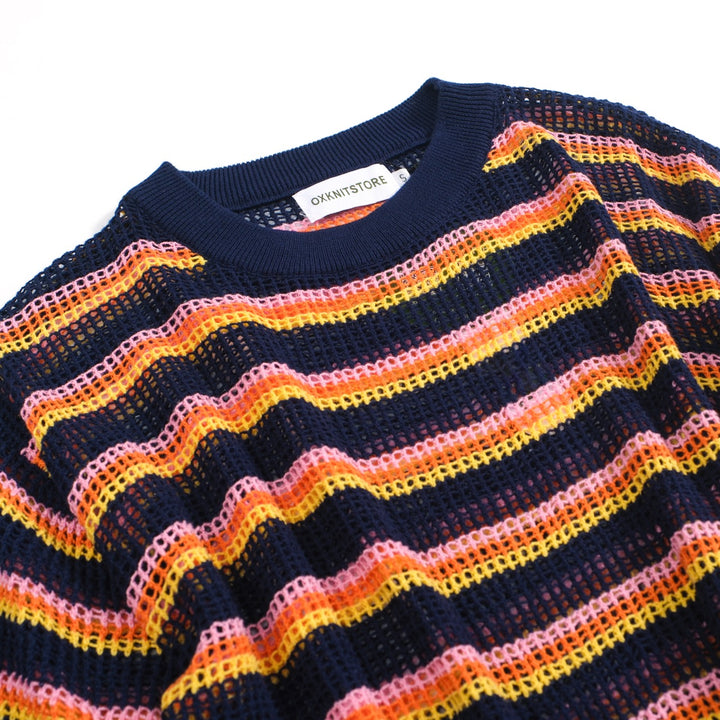 Men's black retro summer knitted T-shirt