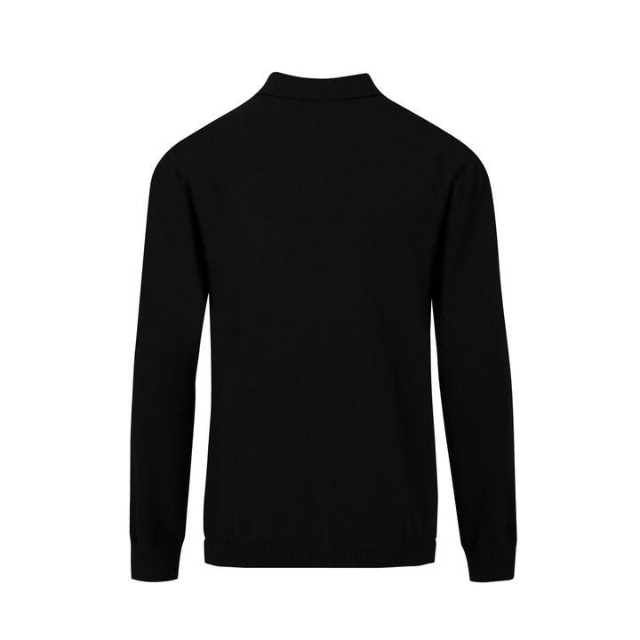 Men’s Retro 1970s Zip-Up Knit Jacket – Vintage Black with Red & White Vertical Stripes
