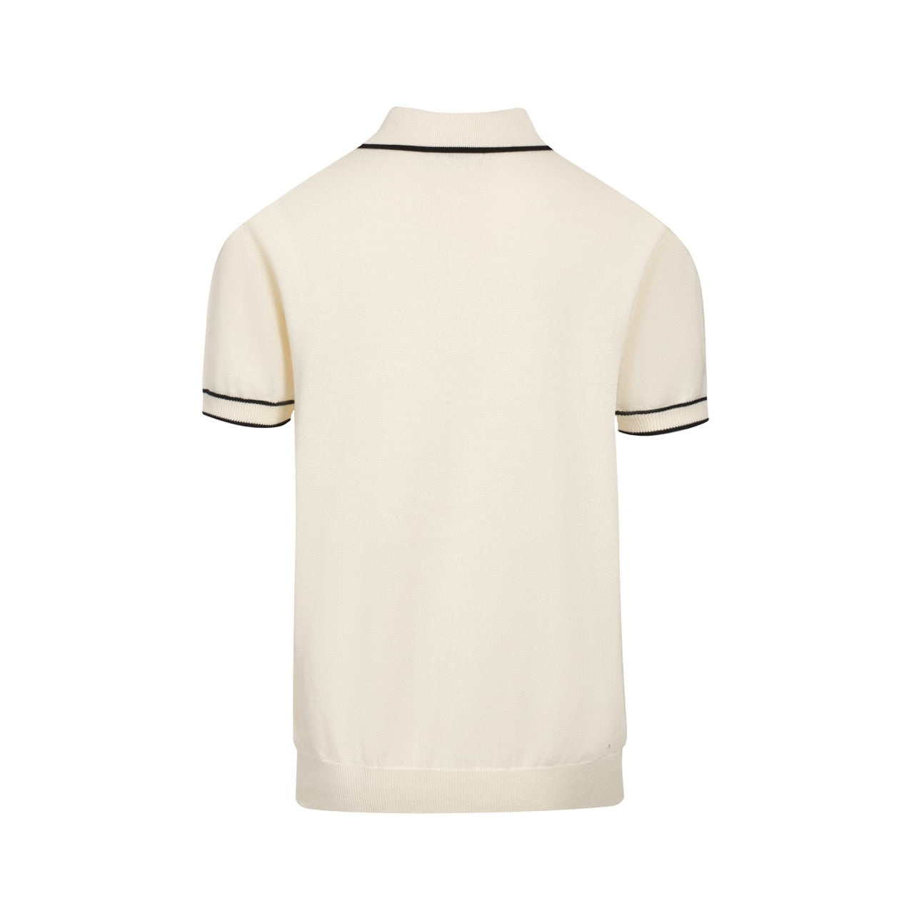 Men's 60s Mod Cream Knit Polo with Black Trim – Retro Short