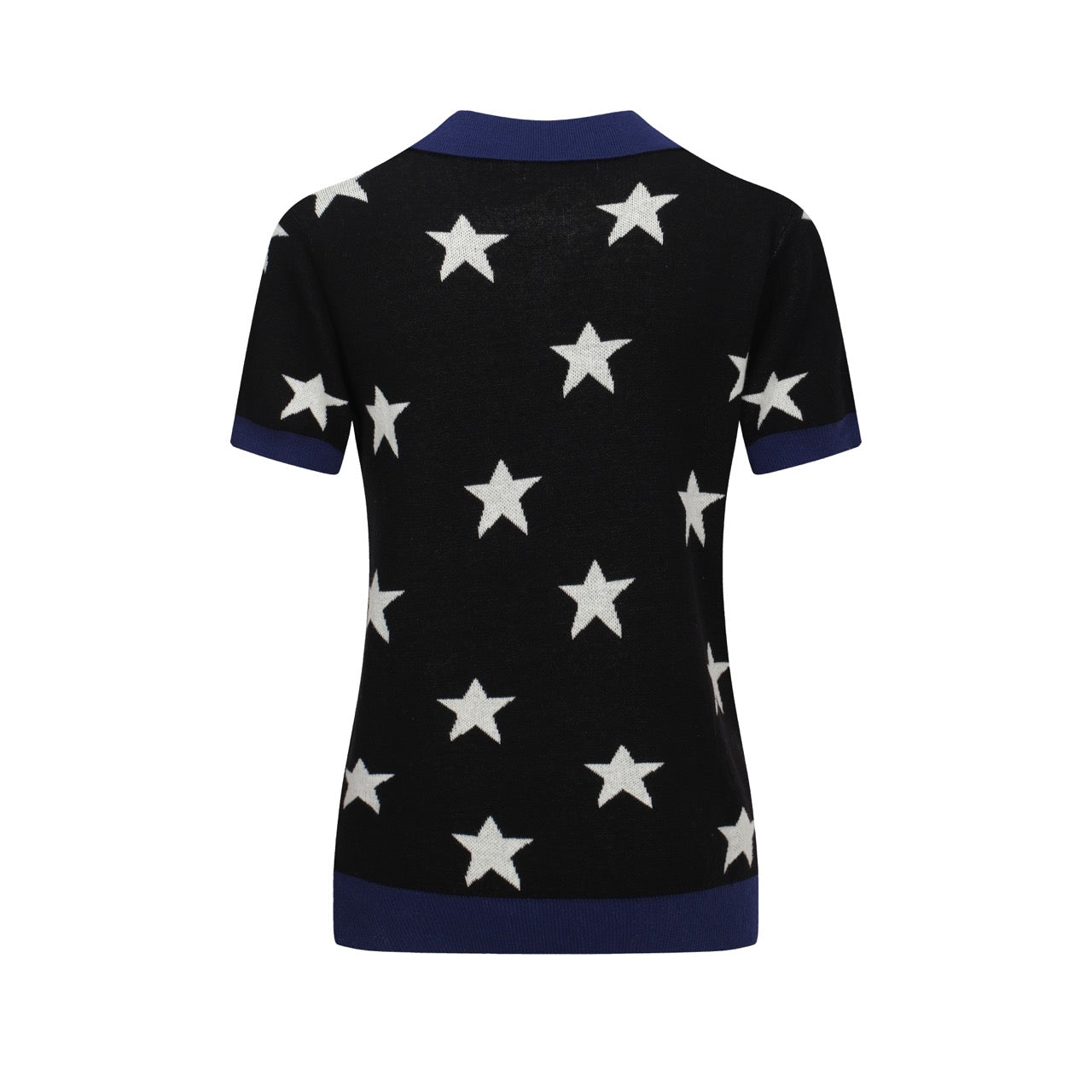 Women's V-neck knitted polo with star