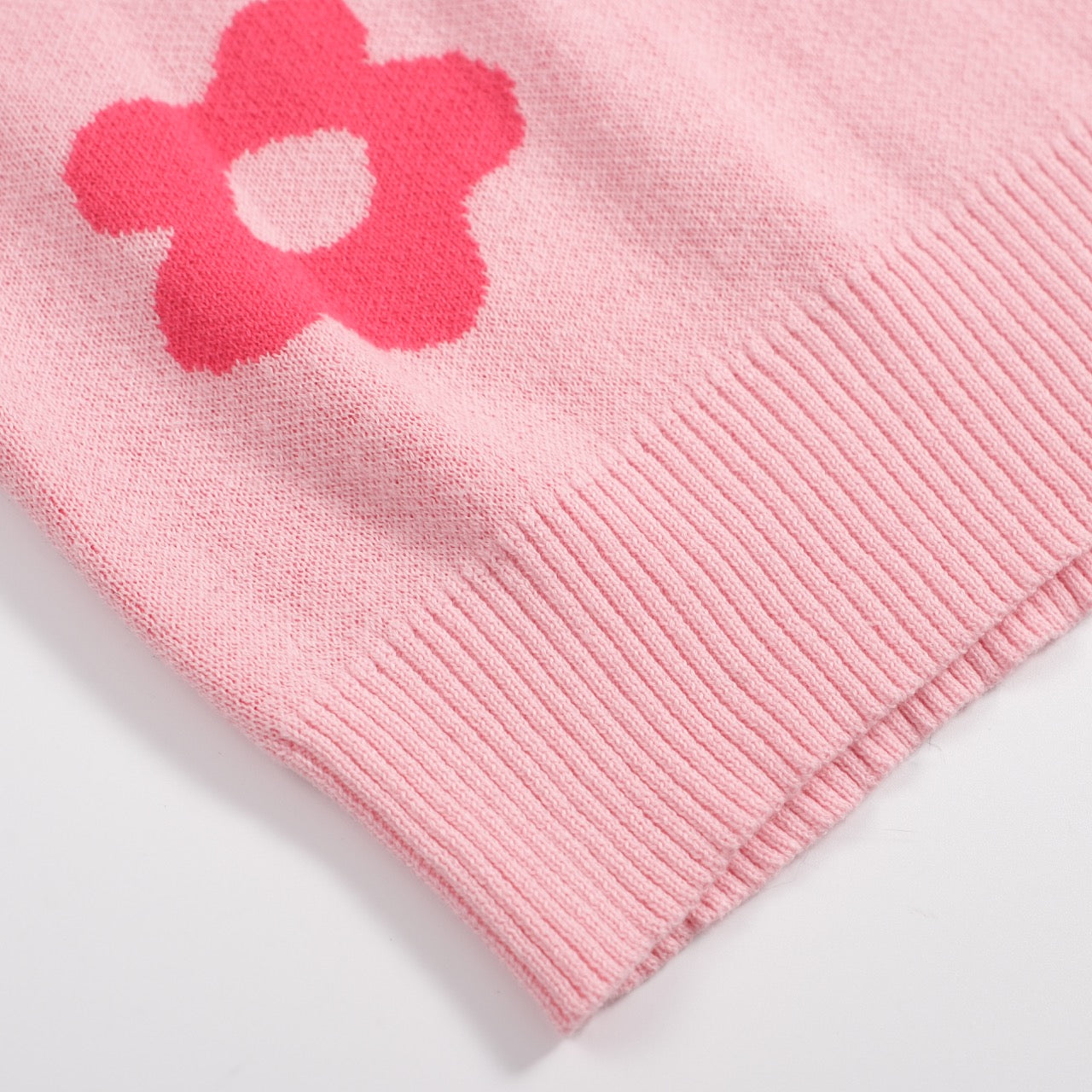 Men's pink vintage floral knit polo shirt