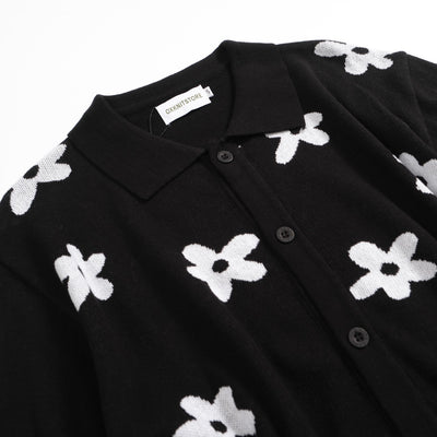 Men's vintage floral cardigan in black