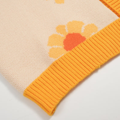 Men's yellow sunshine flower knit cardigan