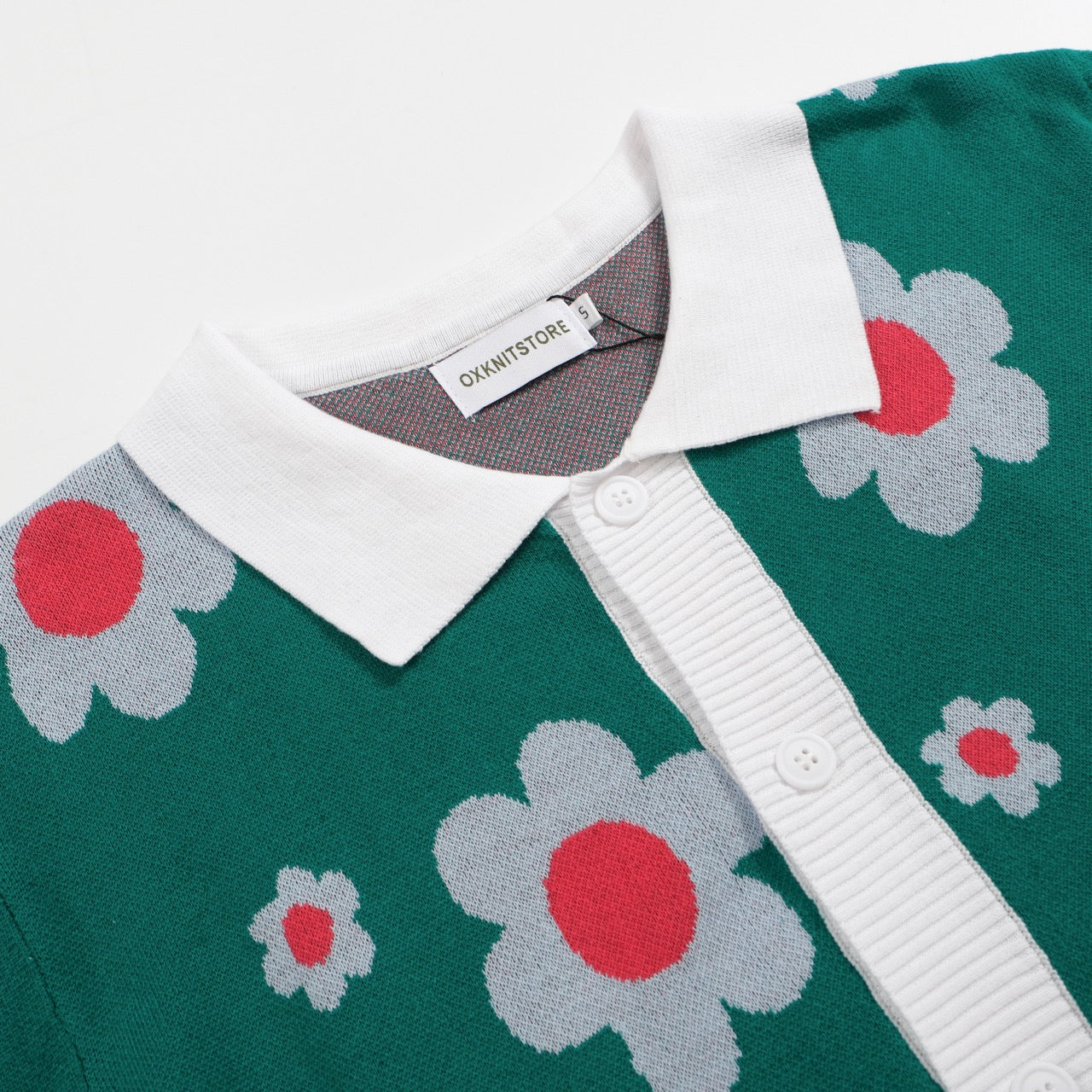 Men's green flower knit cardigan