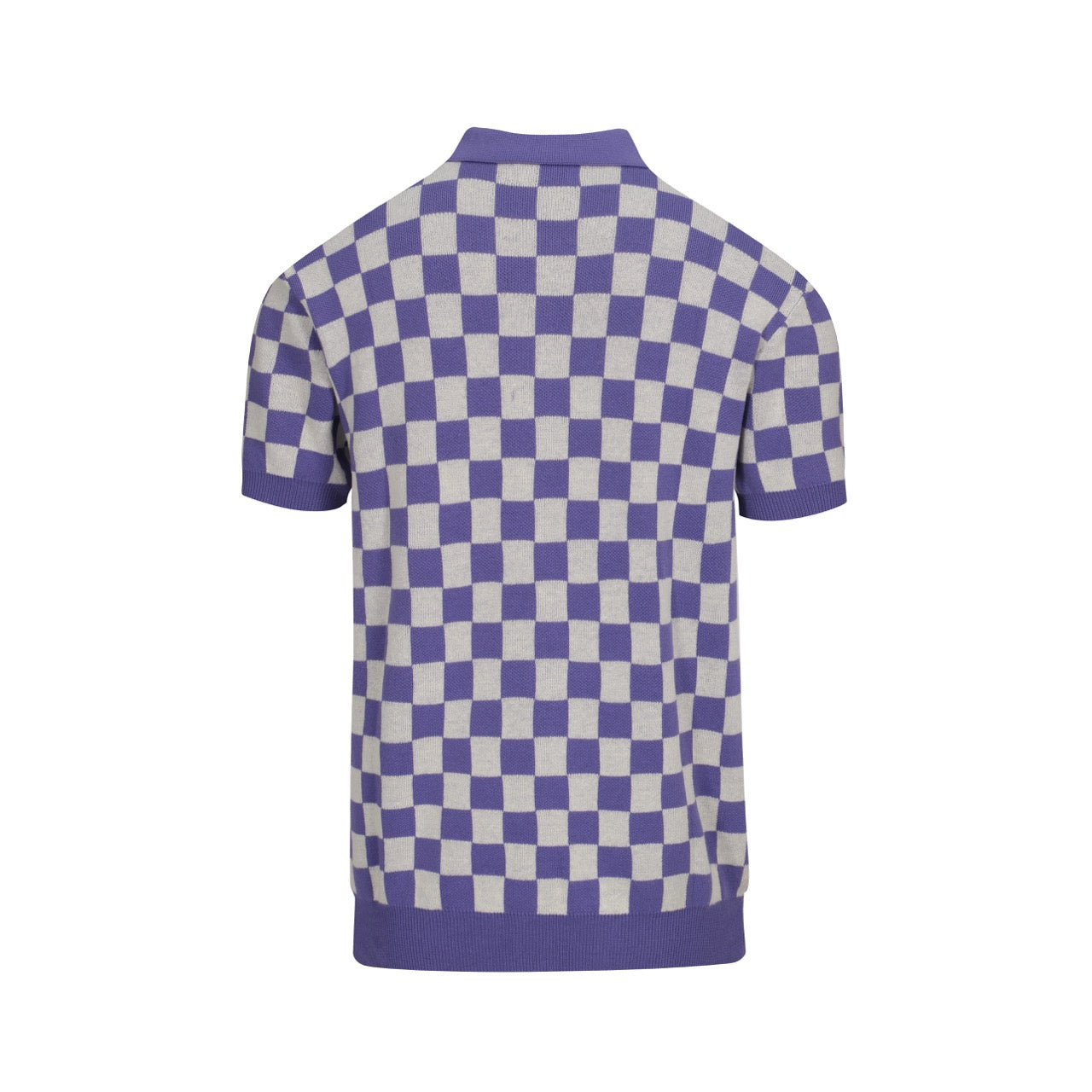 Men's purple plaid knitted short-sleeved polo