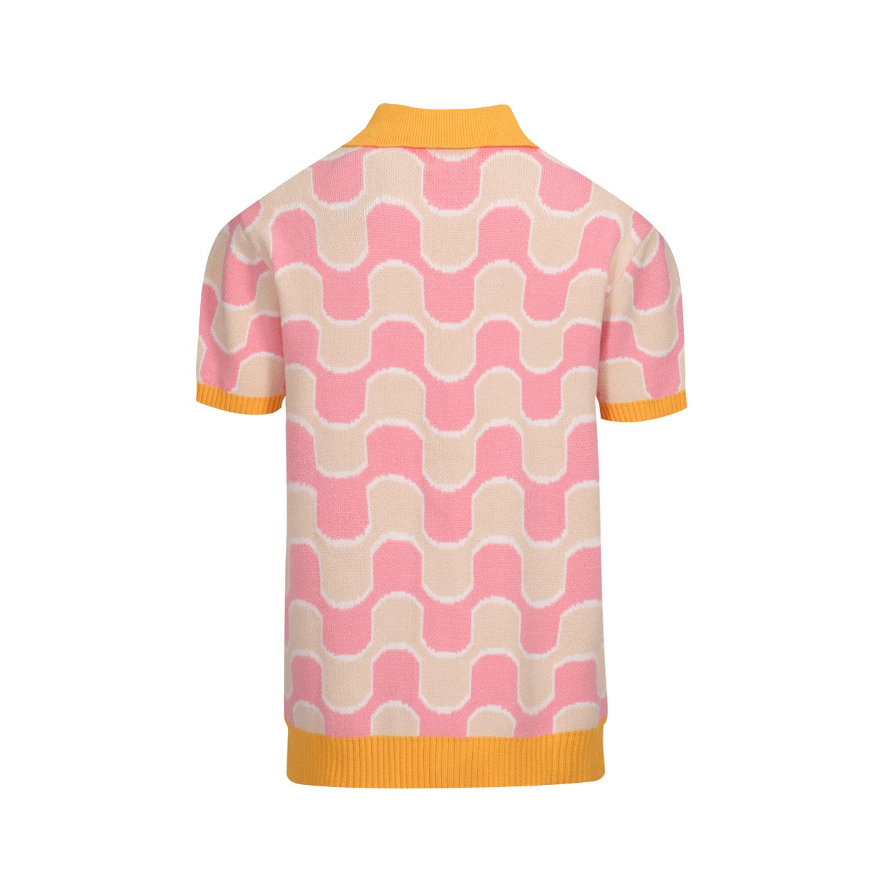 Men's 70s Pink Wavy Knit Polo – Vintage Sunset Pattern