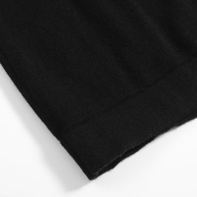 Men's black knit short sleeved polo shirt