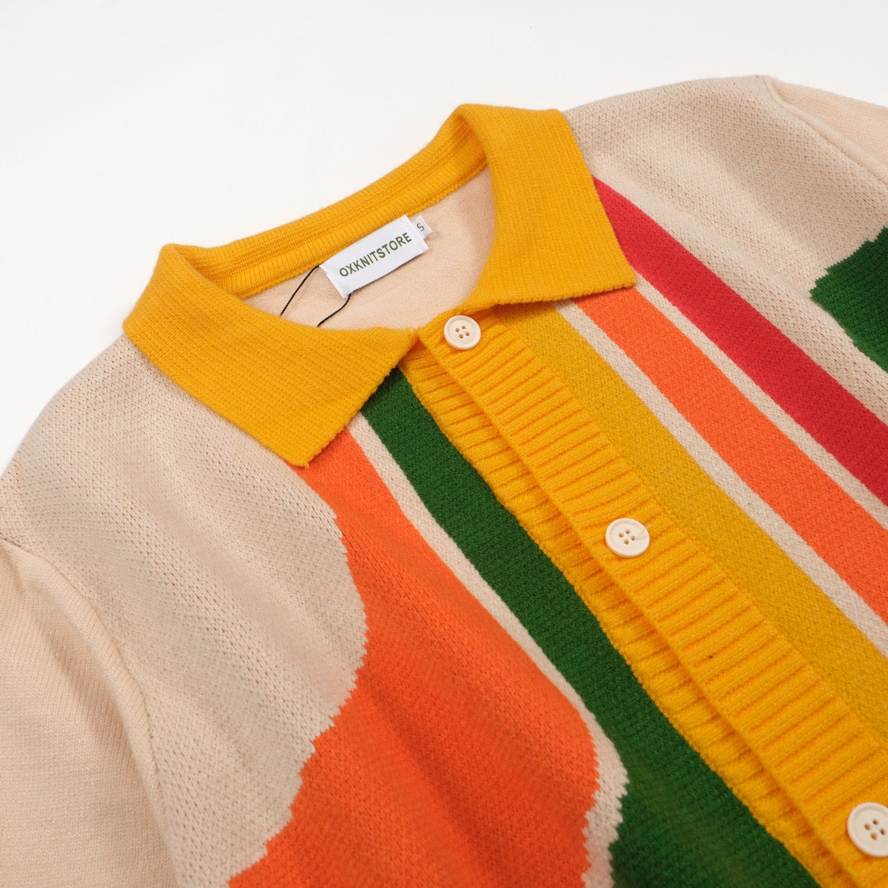 Men's Casual 60's Retro Geometric Knitted Short Sleeve Cardigan