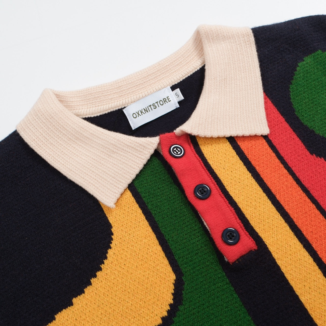 Men's vintage graphic knitted polo shirt