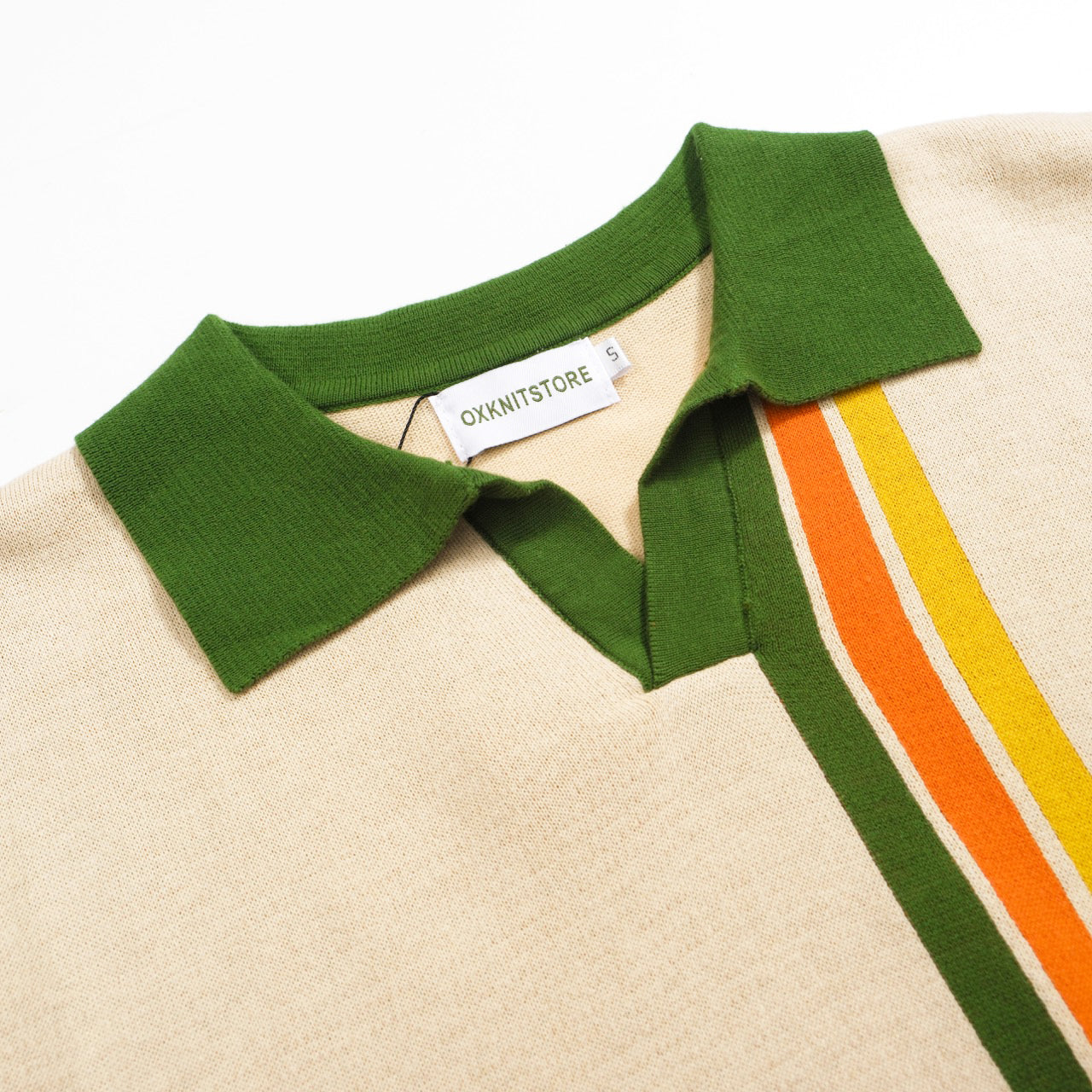 Men's Retro Knit Polo Shirt | Vintage Cream Button-Up 70s