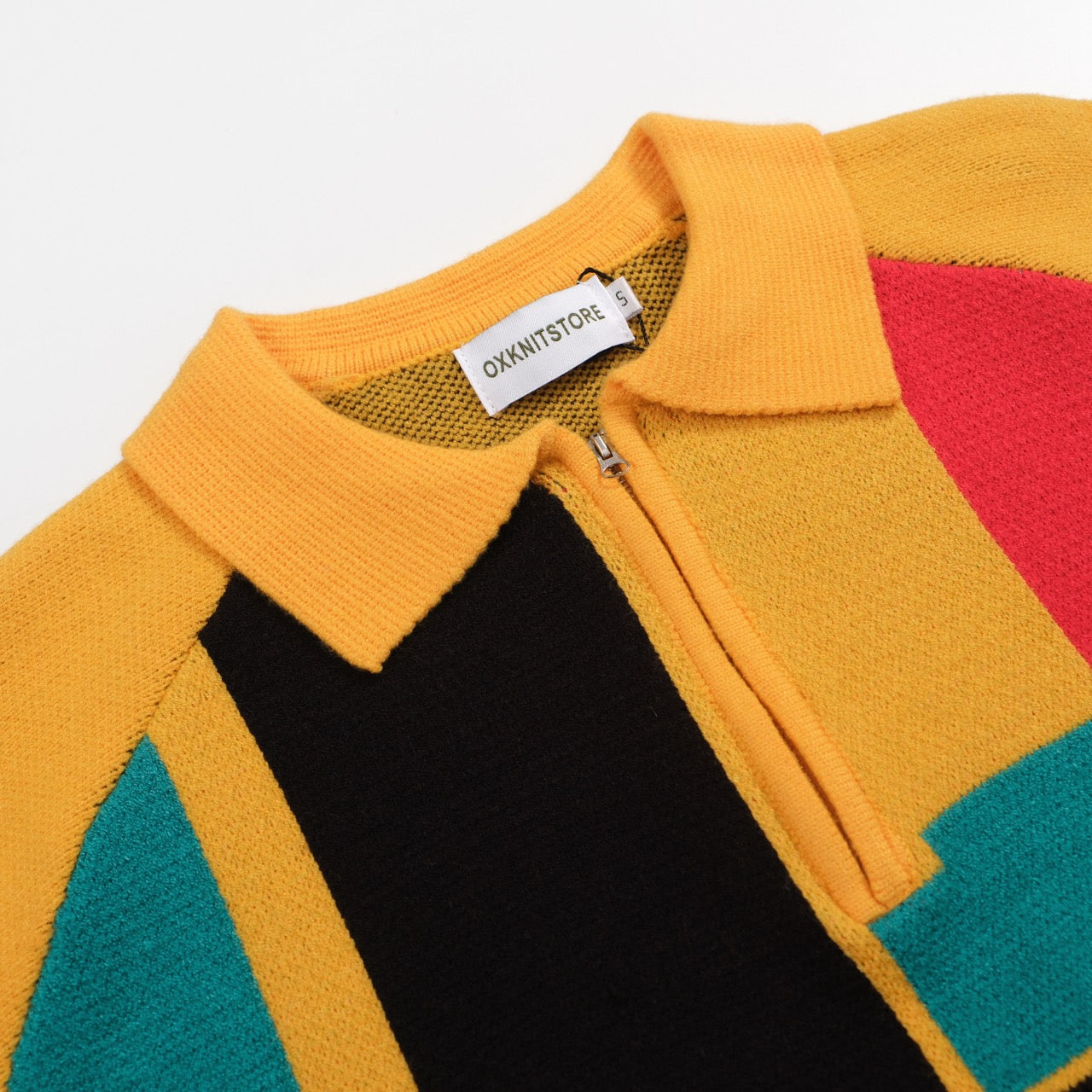 Men's multi-colored striped knit polo shirt