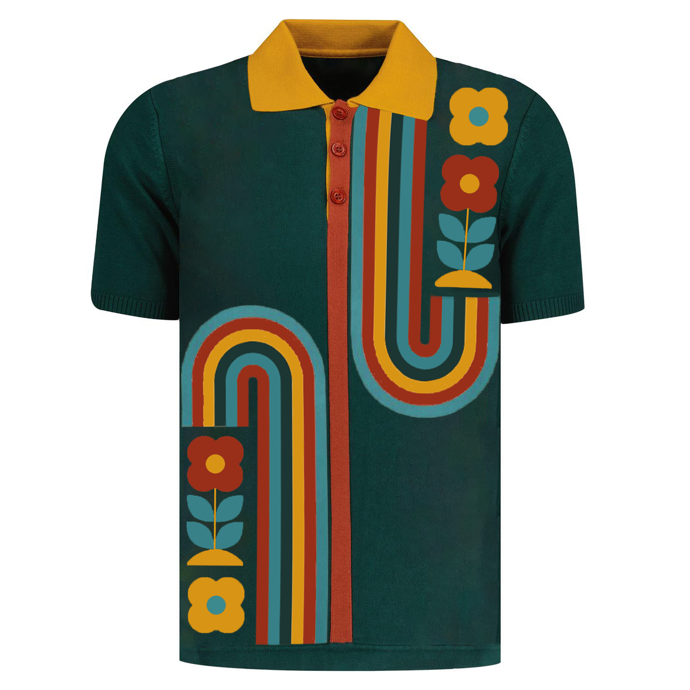 Men's green vintage art polo knit shirt