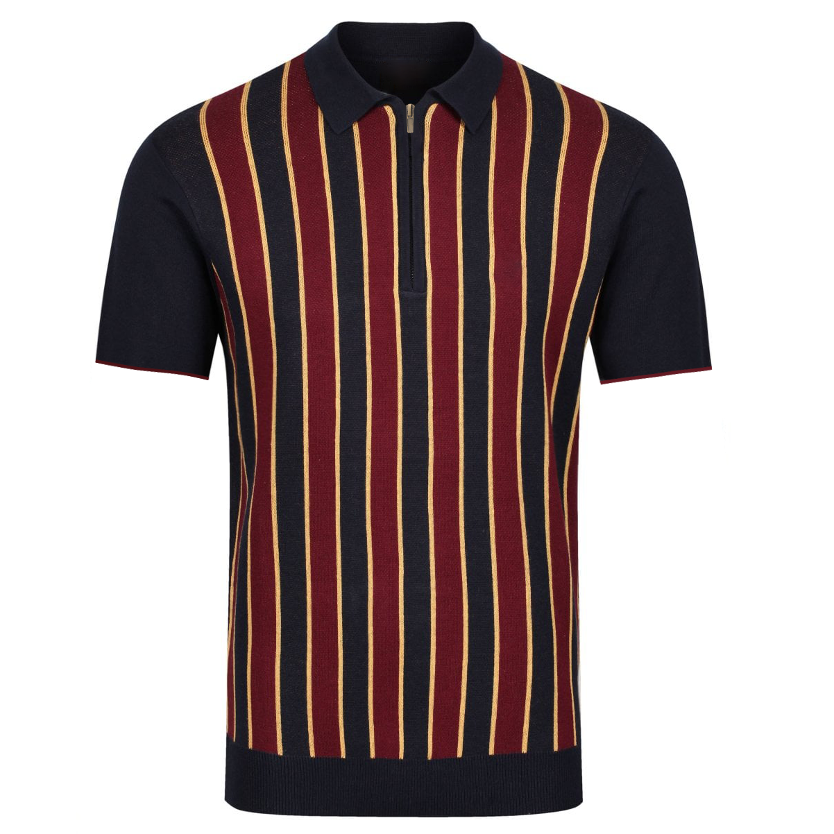 Men's vintage red striped polo knit shirt