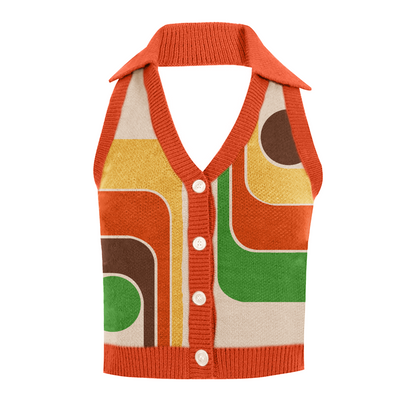 Women's multi-colored art knit vest