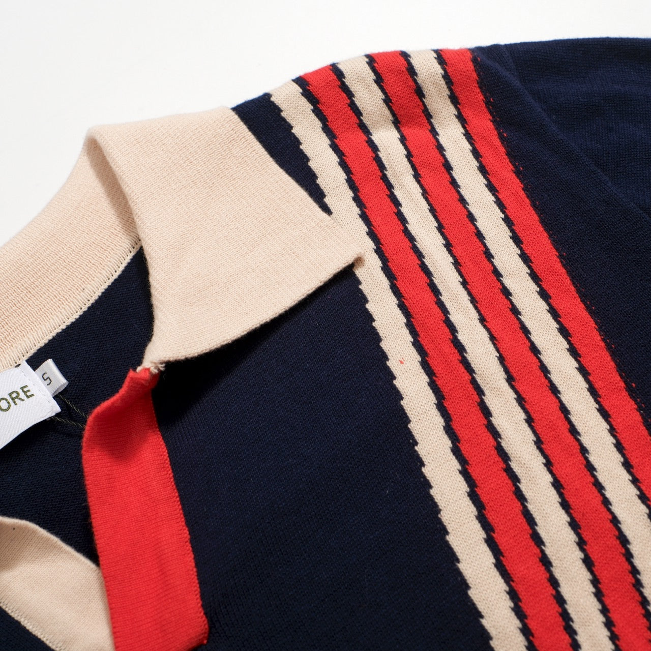 Men's Retro 1970s Daisy Knit Polo Shirt | Vintage Navy with Men's Retro 1970s Daisy Knit Polo Shirt | Vintage Navy with