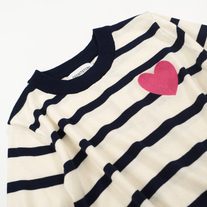 Frauen gestreiftes Vintage Love Sticked Strick T-Shirt