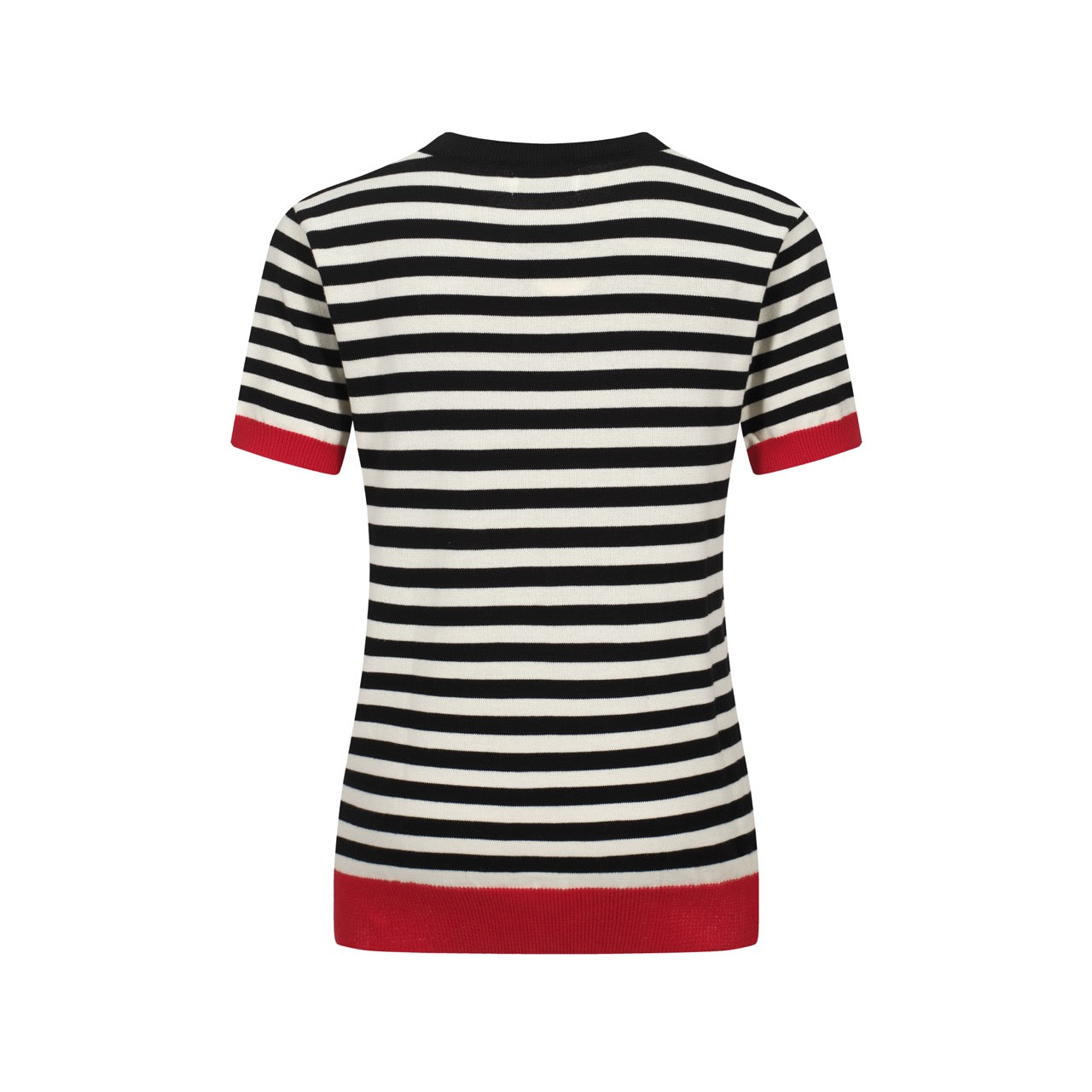 Women's Knit Top Heart Pattern Short Sleeve White Black Basic Top