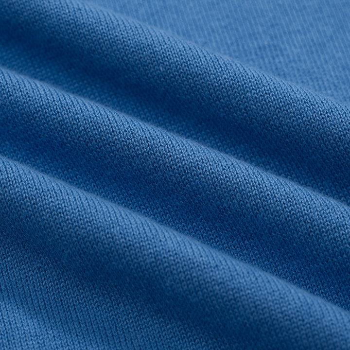 Men's retro blue V-neck knit polo shirt