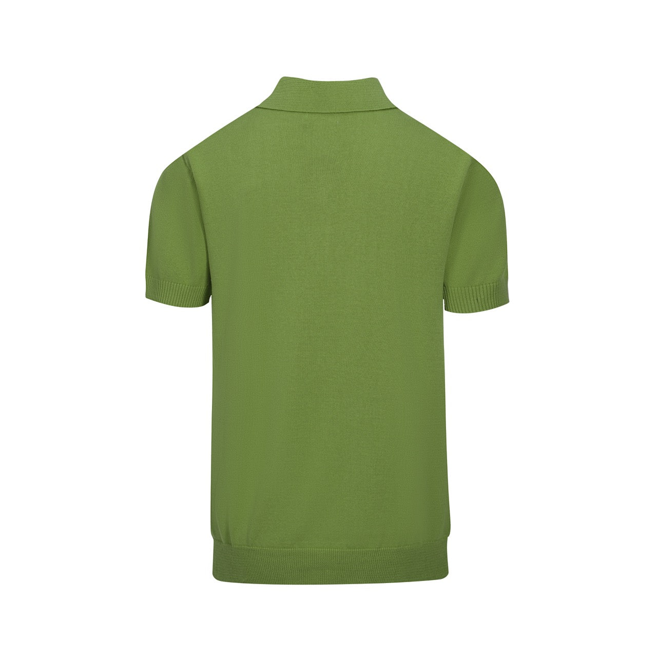 Men's Green Knitted Polo With Off White Jacquard Panel Stripe