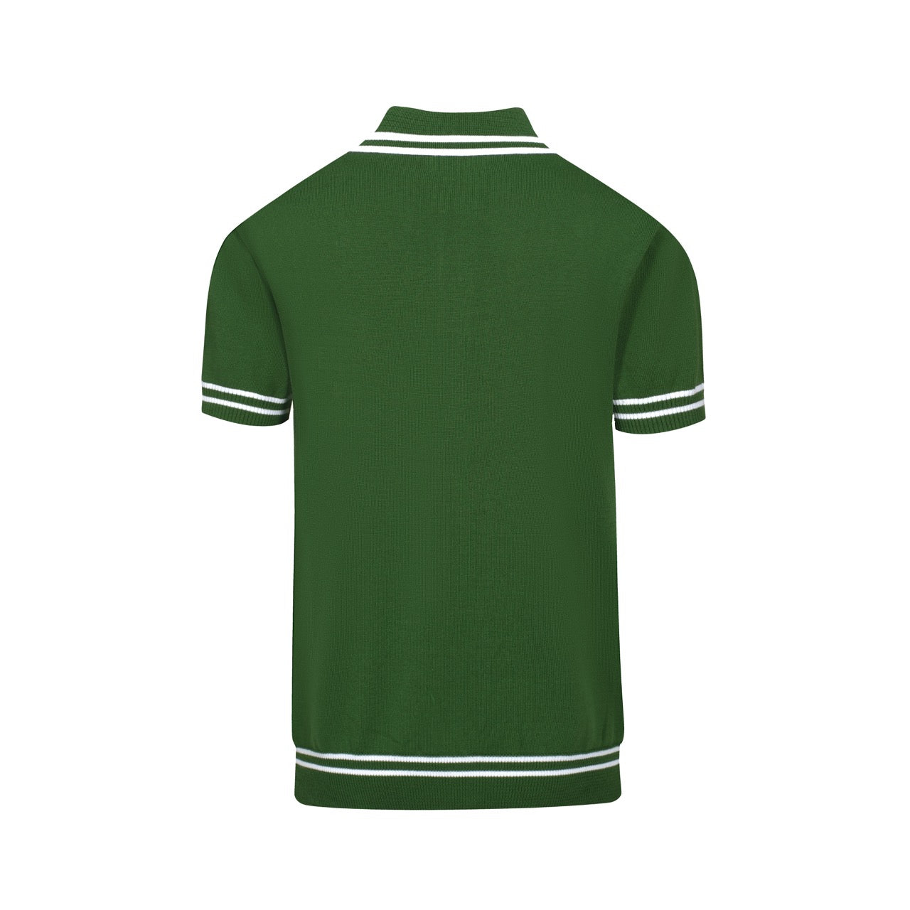 Lässiges Herren-Strick-Retro-Poloshirt im Mod-Stil der 1960er in Dunkelgrün