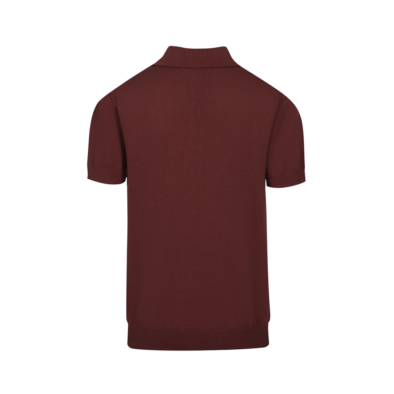 Men's Dark Brown Knitted Polo With Off White Stripe Jacquard Panel