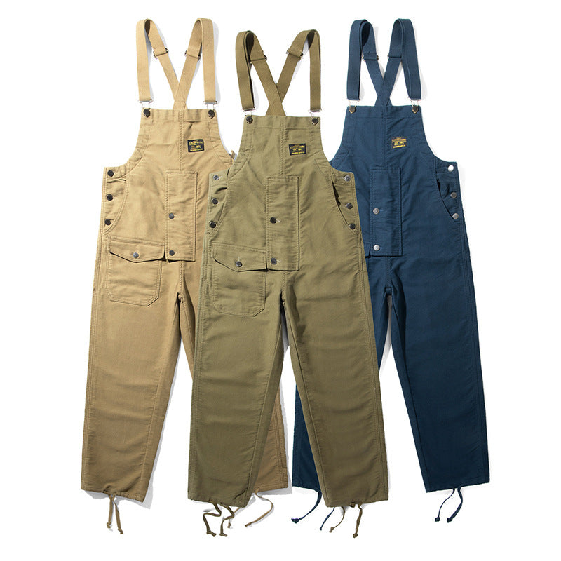 Men's Retro Casual Navy Deck Cargo Overalls – OXKnit
