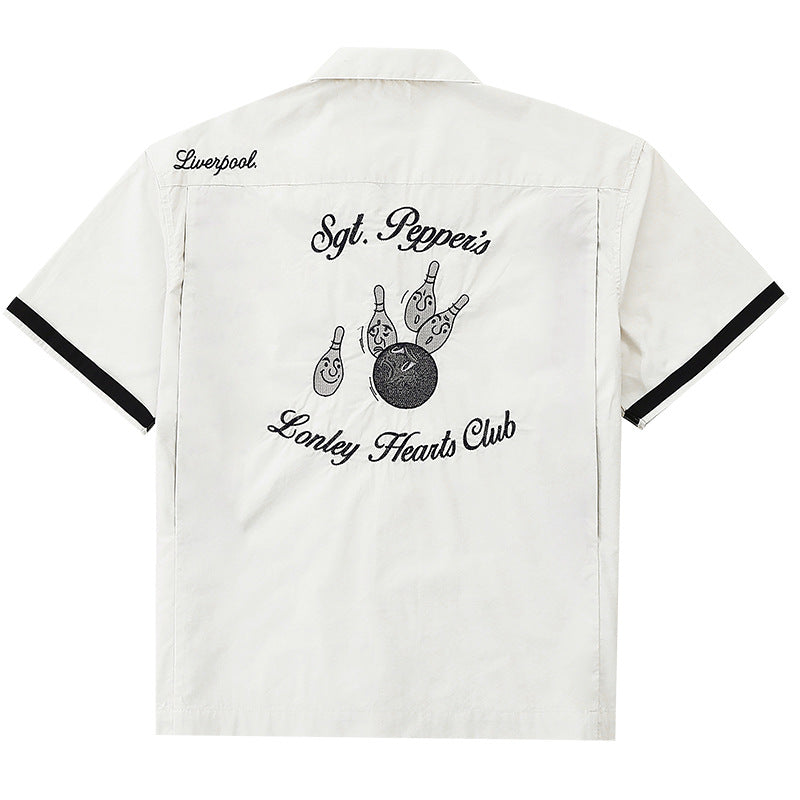 Men's Vintage Beatles Cuban Collar Bowling Short Sleeve Shirt