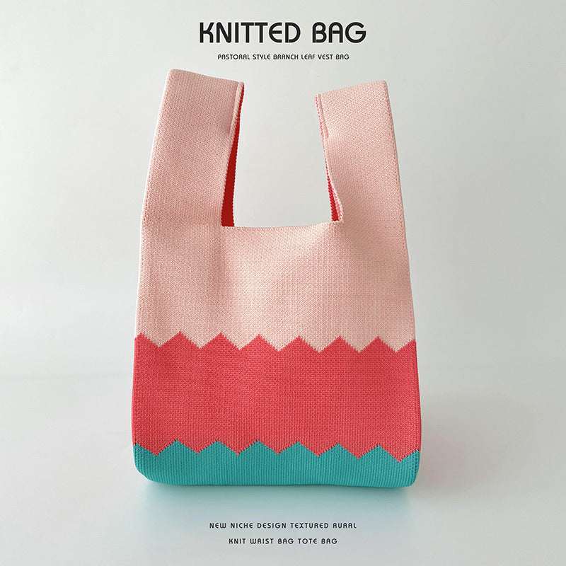 Damenfarben gestrickter Schulterhandtasche