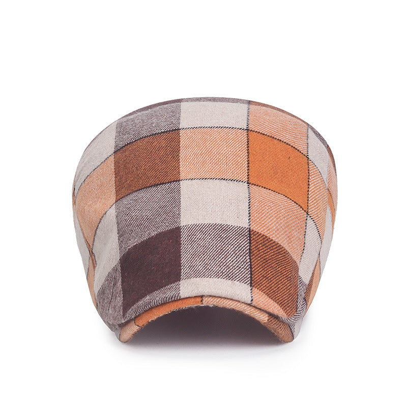 Plaid Retro Forward Hat Men's British Fashion Literary Youth