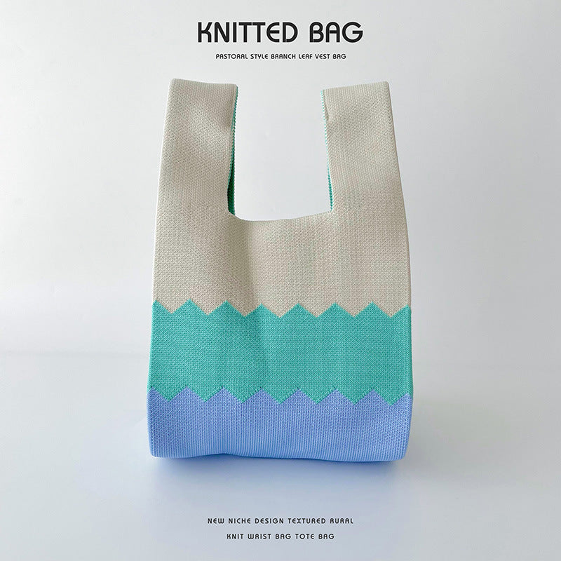 Damenfarben gestrickter Schulterhandtasche