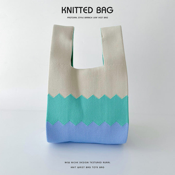 Damenfarben gestrickter Schulterhandtasche